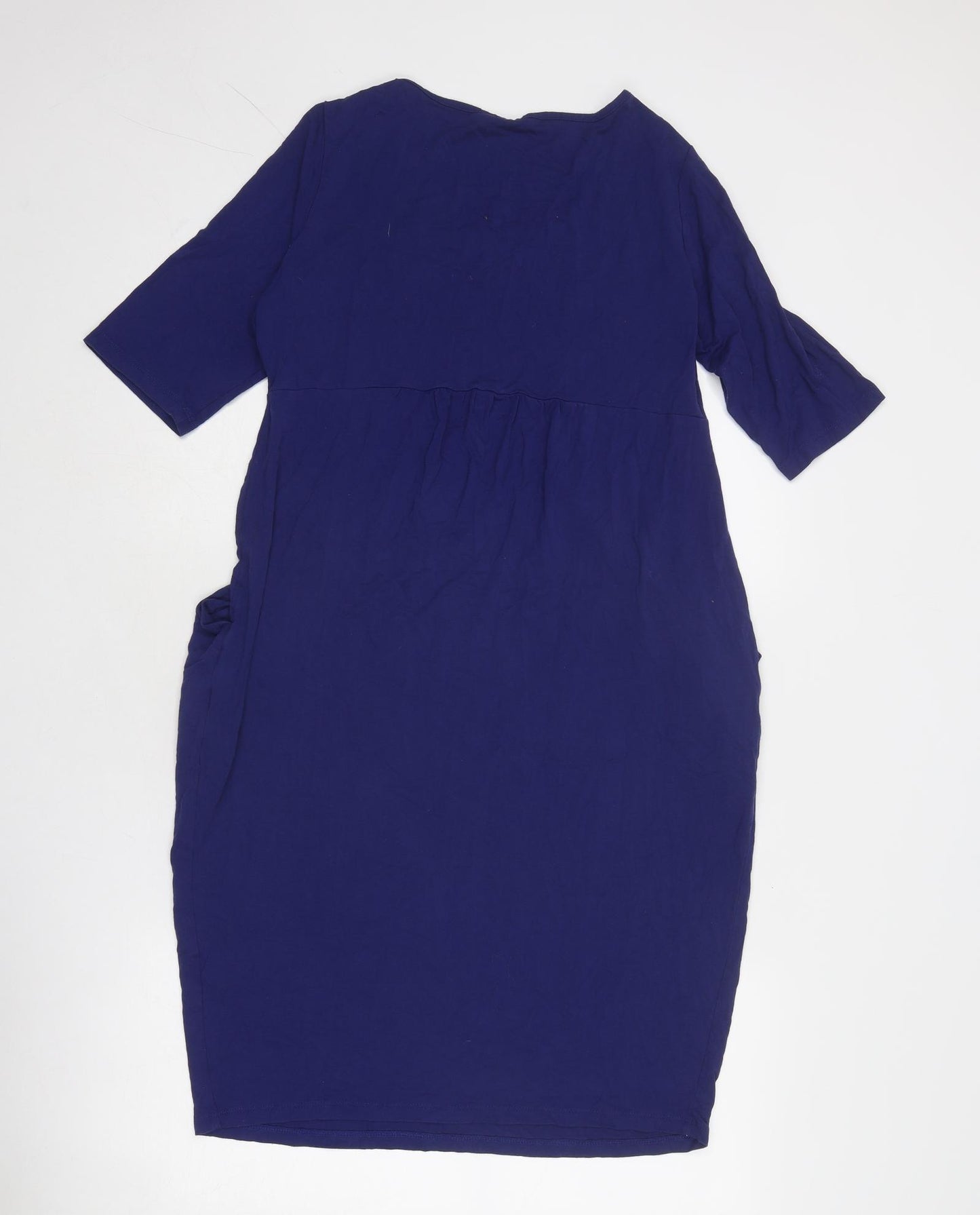 Marks and Spencer Womens Blue Viscose Pencil Dress Size 14 Square Neck Pullover