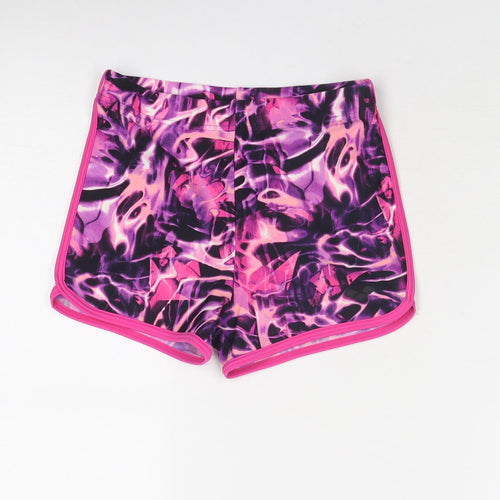Arena Womens Purple Geometric Polyester Sweat Shorts Size 6 Regular