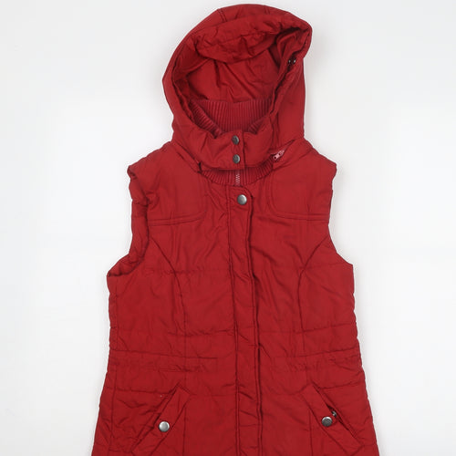 Esprit Womens Red Gilet Jacket Size 10 Zip