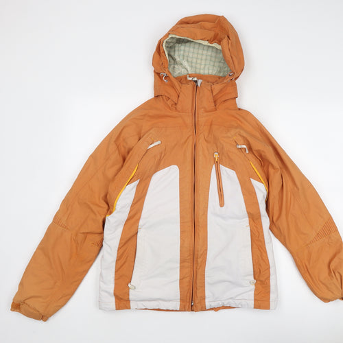 DECATHLON Womens Orange Geometric Jacket Size 10 Zip