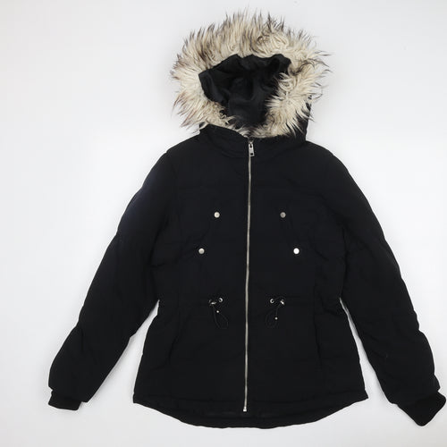 Divided by H&M Womens Black Parka Jacket Size 12 Zip