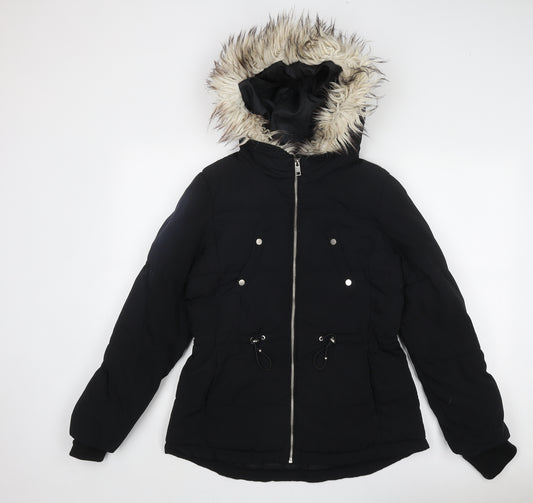 Divided by H&M Womens Black Parka Jacket Size 12 Zip