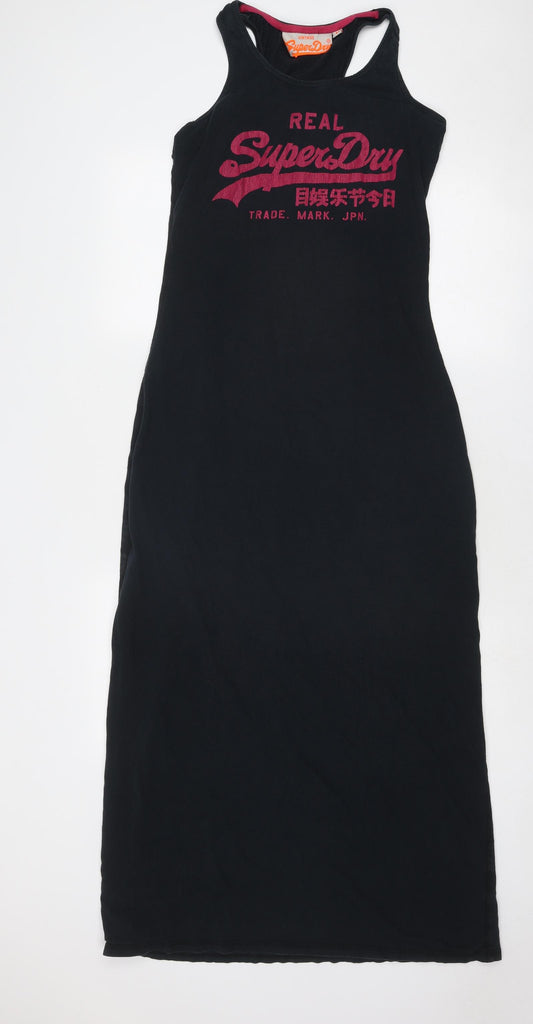Superdry Womens Black Cotton Maxi Size M Round Neck Pullover