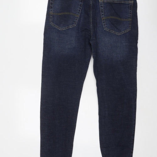 Marks and Spencer Mens Blue Cotton Skinny Jeans Size 34 in Regular Zip