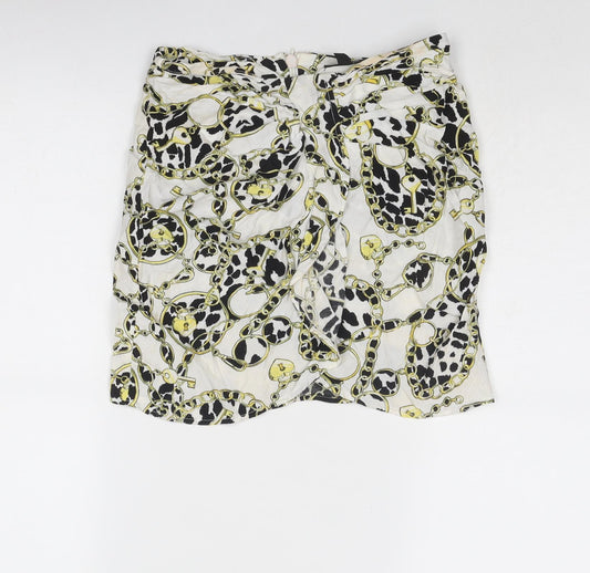 Topshop Womens Multicoloured Geometric Viscose A-Line Skirt Size 6 Zip