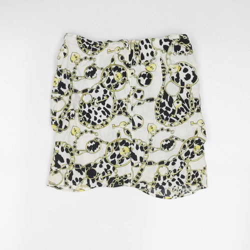 Topshop Womens Multicoloured Geometric Viscose A-Line Skirt Size 6 Zip