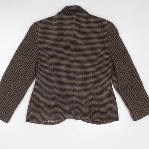 Savoir Womens Brown Geometric Jacket Blazer Size 10 Button