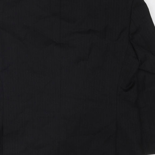 Mann Aspects Mens Black Striped Wool Jacket Suit Jacket Size 42 Regular