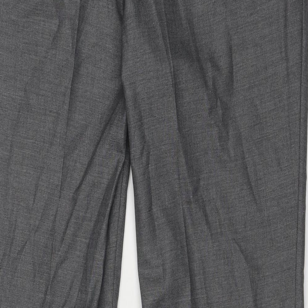 Marks and Spencer Mens Grey Polyester Dress Pants Trousers Size 34 in Regular Zip