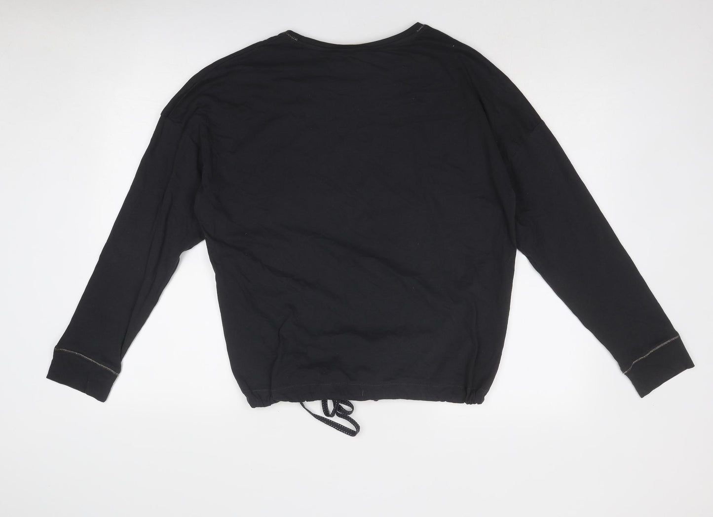 Marks and Spencer Womens Black Cotton Basic T-Shirt Size L Boat Neck - Disco Ho-Ho