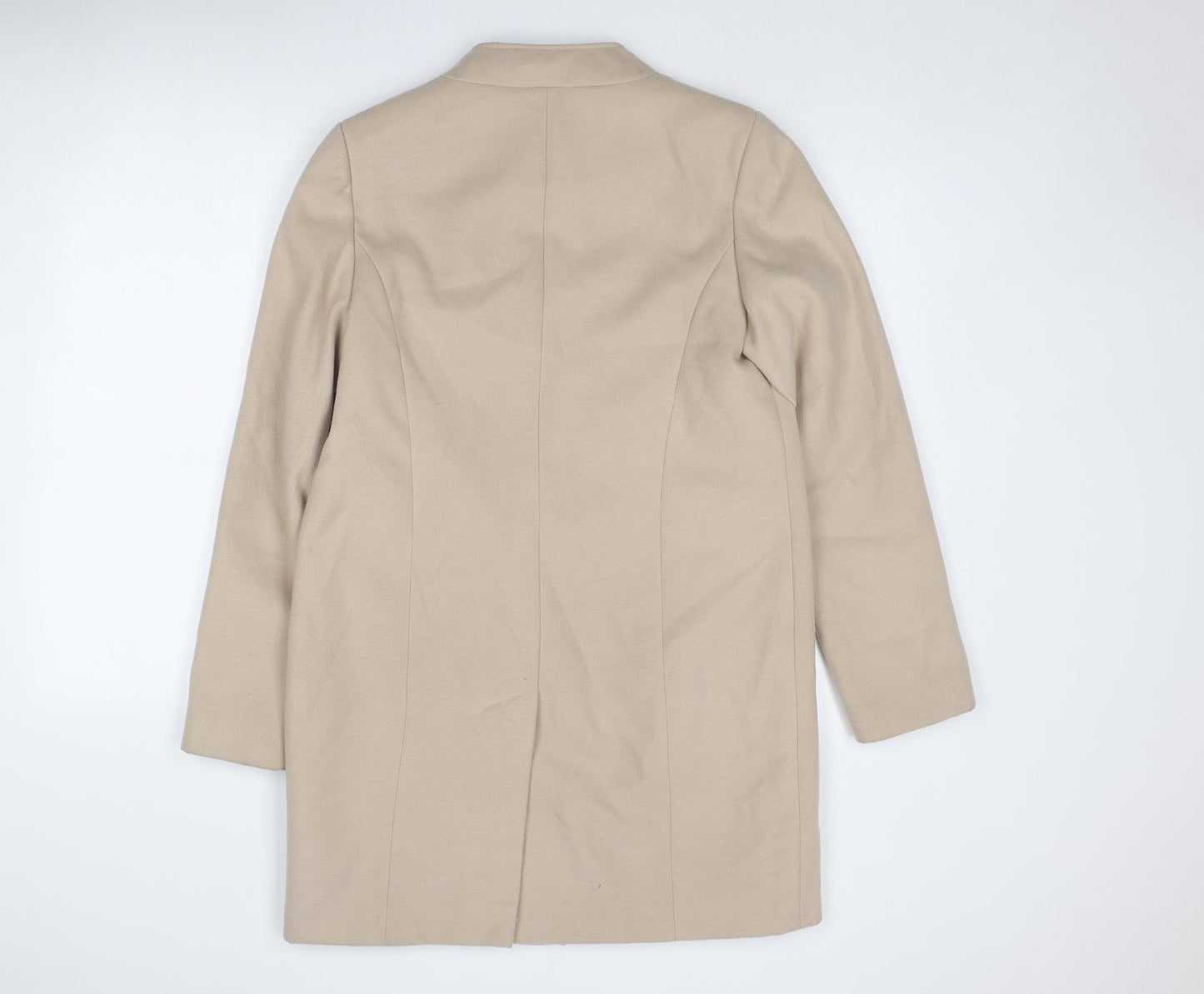 Marks and Spencer Womens Beige Overcoat Coat Size 12 Zip