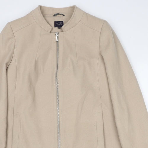 Marks and Spencer Womens Beige Overcoat Coat Size 12 Zip