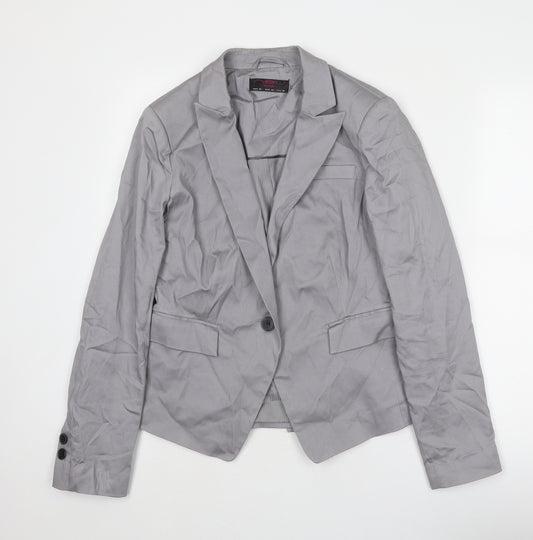 New Look Womens Grey Cotton Jacket Suit Jacket Size 14