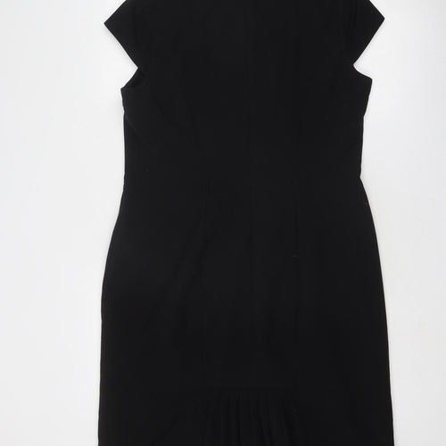 Debenhams Womens Black Polyester Shift Size 16 Square Neck Zip