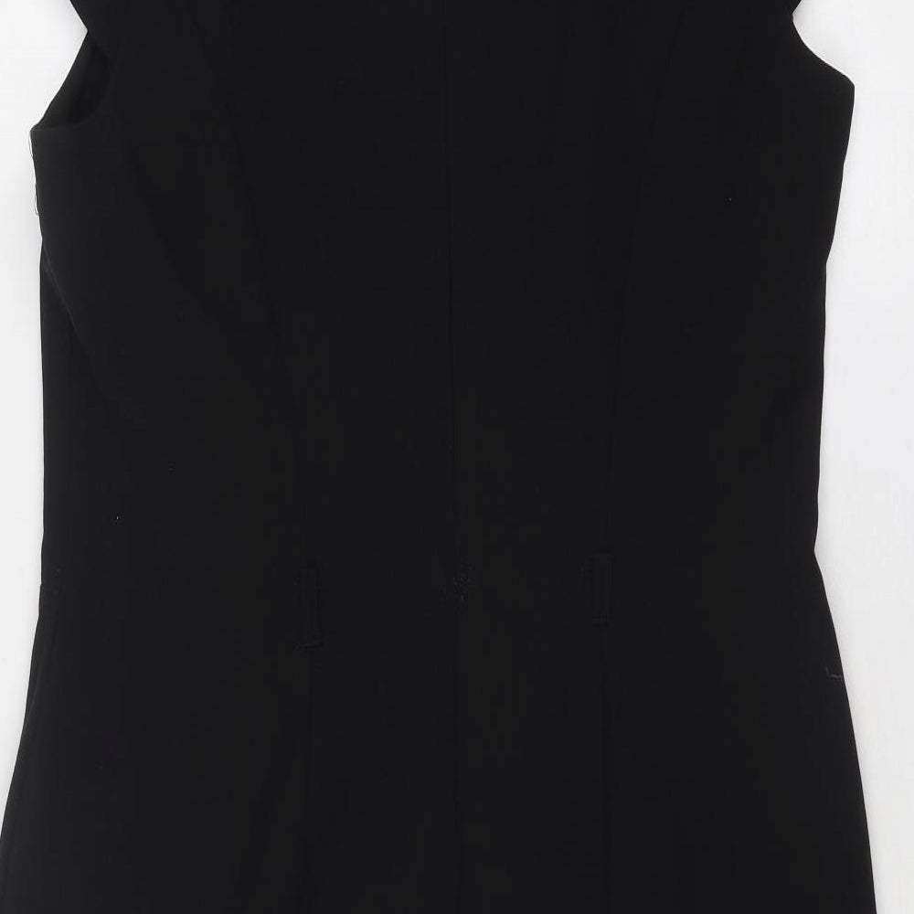 Debenhams Womens Black Polyester Shift Size 16 Square Neck Zip