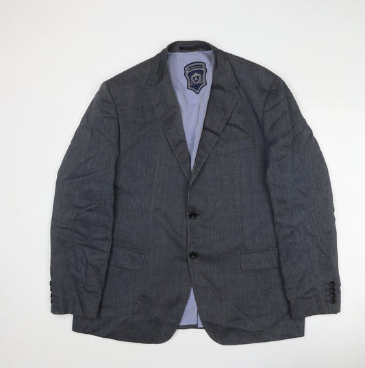 Benvenuto Mens Blue Striped Linen Jacket Suit Jacket Size 44 Regular