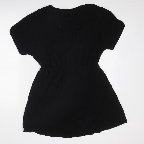 H&M Womens Black Viscose Fit & Flare Size 16 V-Neck Pullover
