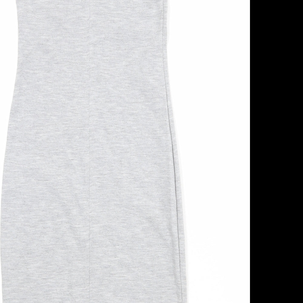 Zara Womens Grey Polyester Tank Dress Size M Square Neck Pullover