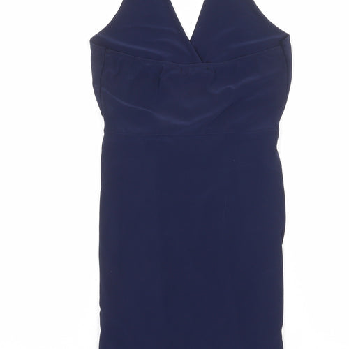 Boohoo Womens Blue Polyester Bodycon Size 10 Halter Pullover