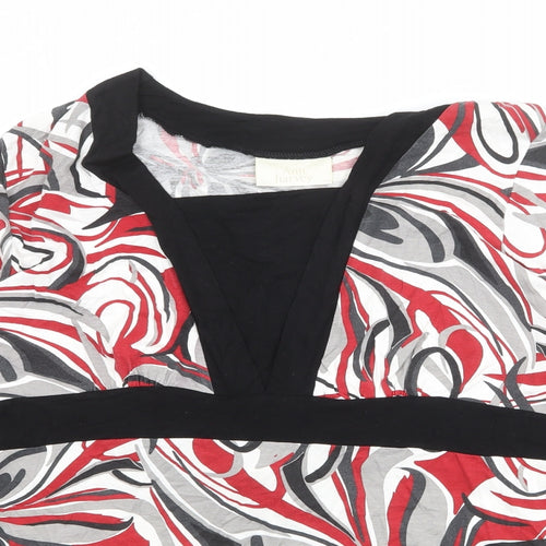 Ann Harvey Womens Multicoloured Geometric Polyester Basic T-Shirt Size 20 Square Neck