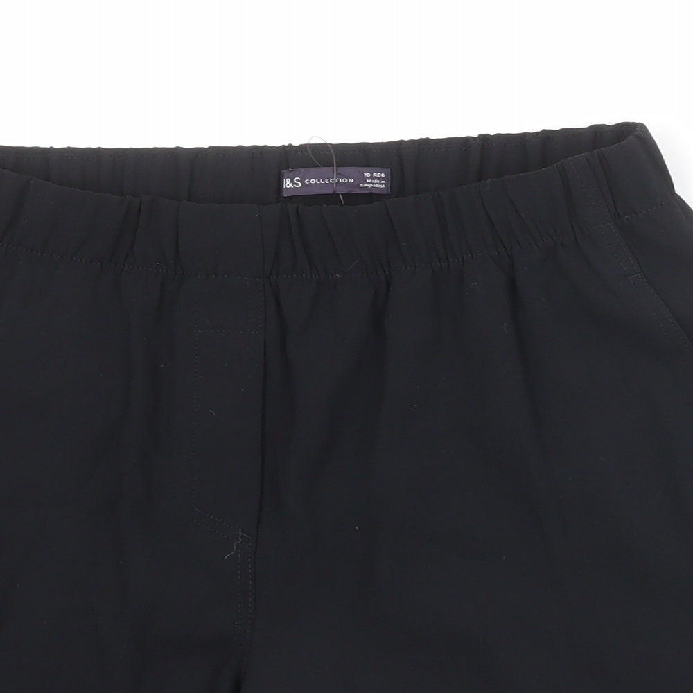 Marks and Spencer Womens Black Polyester Basic Shorts Size 10 Regular Pull On