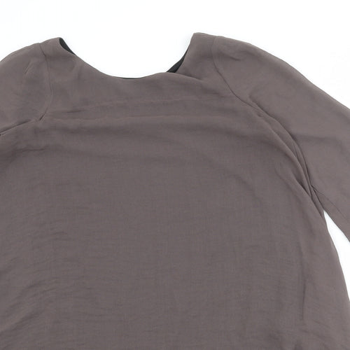 Zara Womens Brown Polyester Shift Size M Round Neck Button