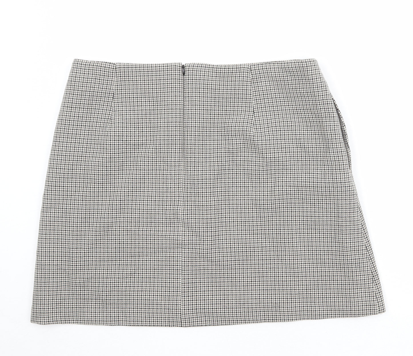 Marks and Spencer Womens Beige Geometric Polyester Mini Skirt Size 18 Zip