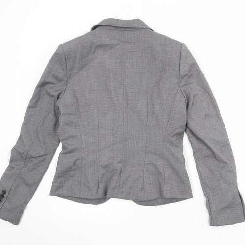 H&M Womens Grey Polyester Jacket Suit Jacket Size 16