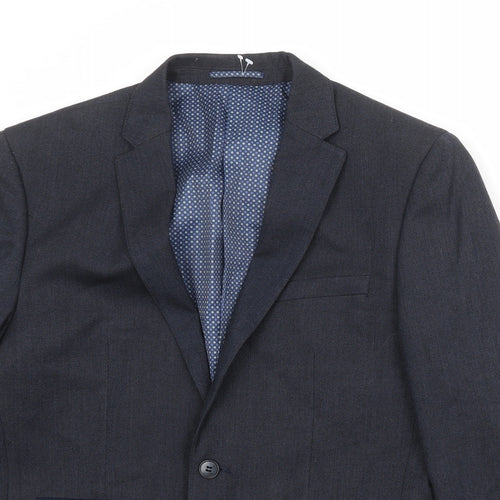 Fellini Mens Blue Polyester Jacket Suit Jacket Size 38 Regular