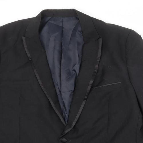 French Connection Mens Black Polyester Jacket Suit Jacket Size 44 Regular - Satin Trim