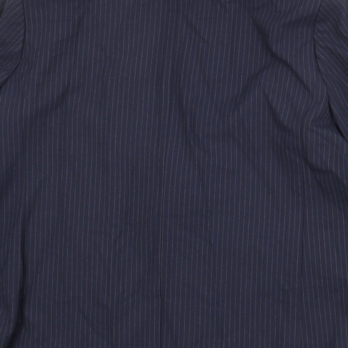 Marks and Spencer Womens Blue Pinstripe Polyester Jacket Suit Jacket Size 16