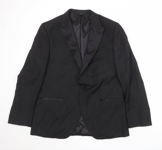 Marks and Spencer Mens Black Polyester Tuxedo Suit Jacket Size 42 Regular