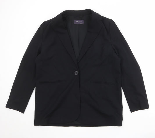 Marks and Spencer Womens Black Polyester Jacket Suit Jacket Size 14