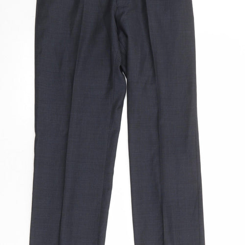 Marks and Spencer Mens Grey Wool Dress Pants Trousers Size 30 in Regular Zip