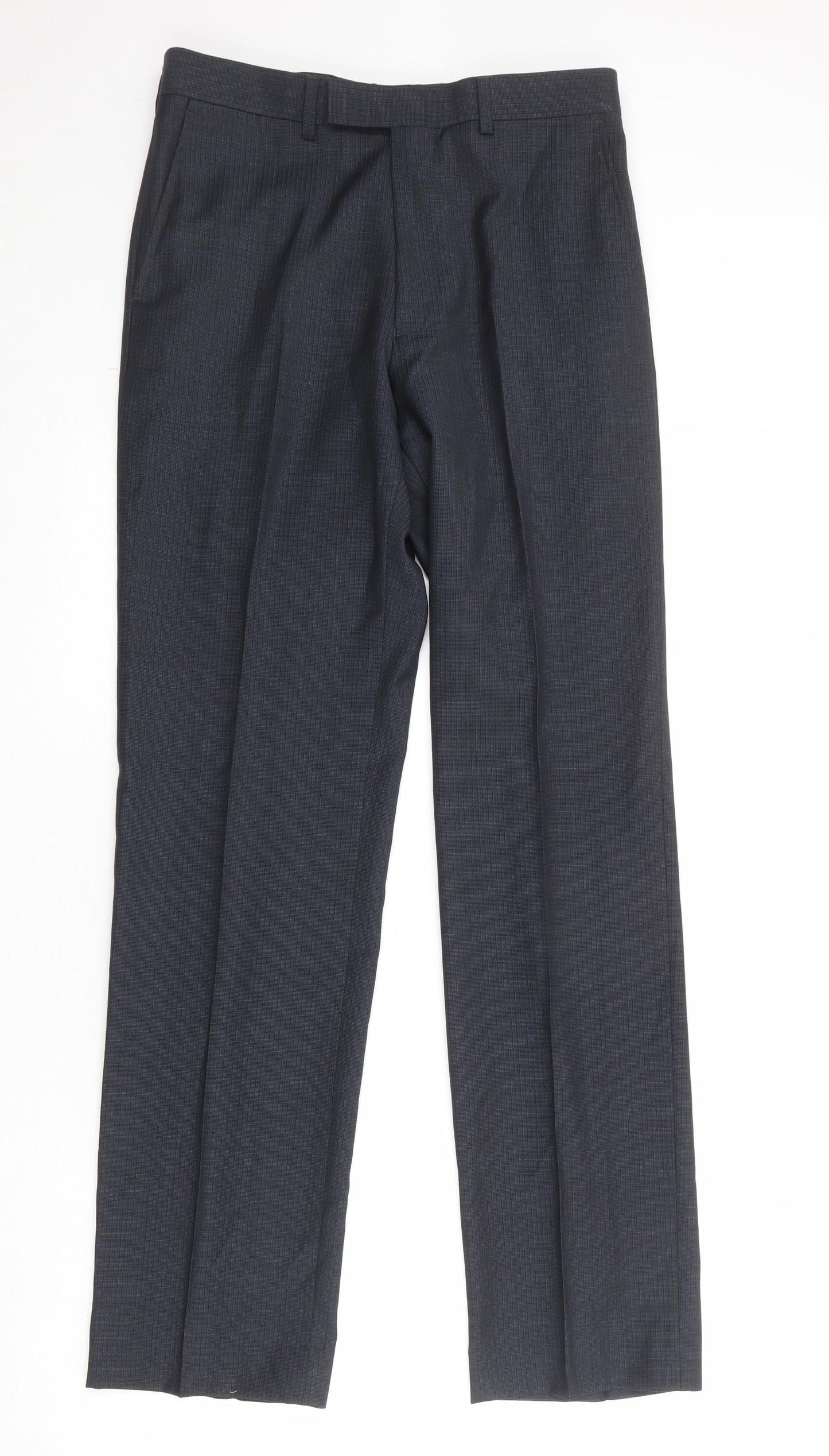 Marks and Spencer Mens Grey Wool Dress Pants Trousers Size 30 in Regular Zip
