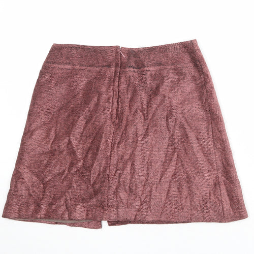 St Michael Womens Pink Wool A-Line Skirt Size 12 Zip