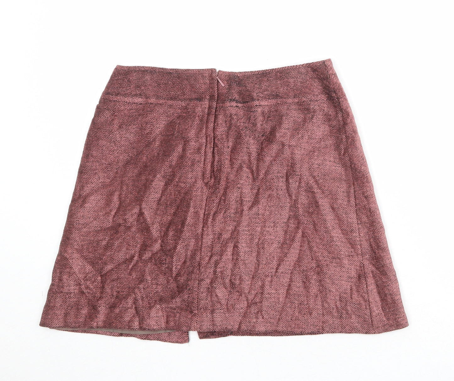 St Michael Womens Pink Wool A-Line Skirt Size 12 Zip
