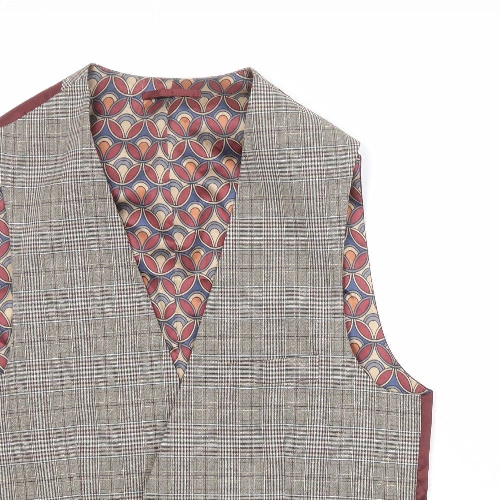 NEXT Mens Multicoloured Plaid Polyester Jacket Suit Waistcoat Size 40 Regular
