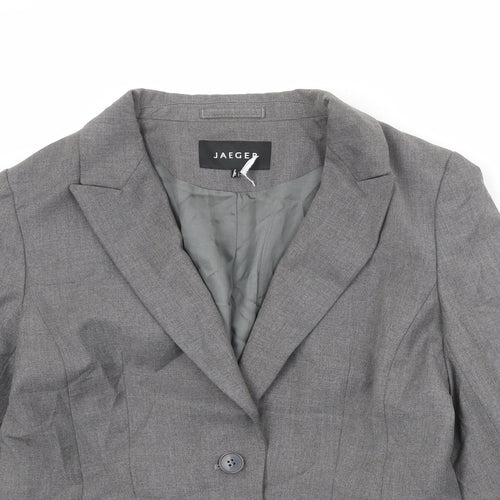 Jaeger Womens Grey Viscose Jacket Blazer Size 12