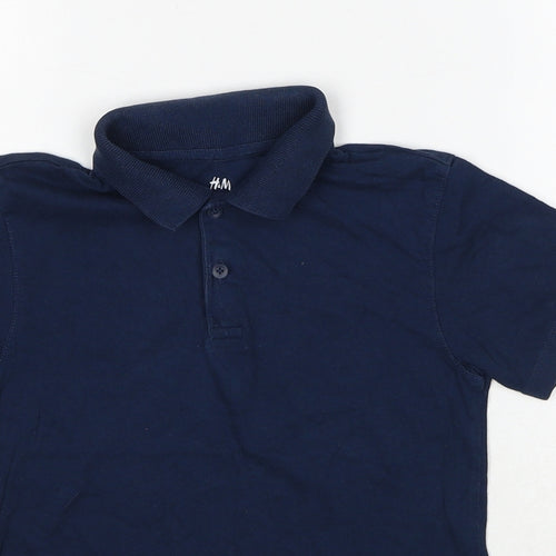 H&M Boys Blue Cotton Pullover Polo Size 7-8 Years Collared Pullover