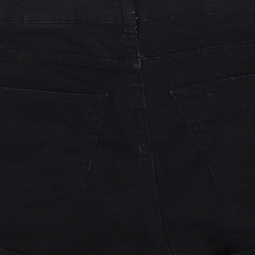 H&M Womens Black Cotton Hot Pants Shorts Size 10 Regular Zip