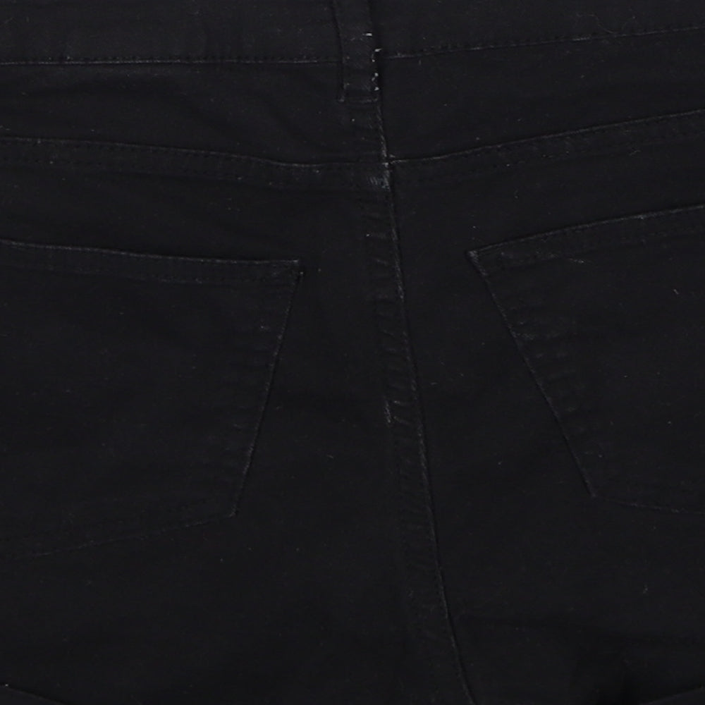 H&M Womens Black Cotton Hot Pants Shorts Size 10 Regular Zip