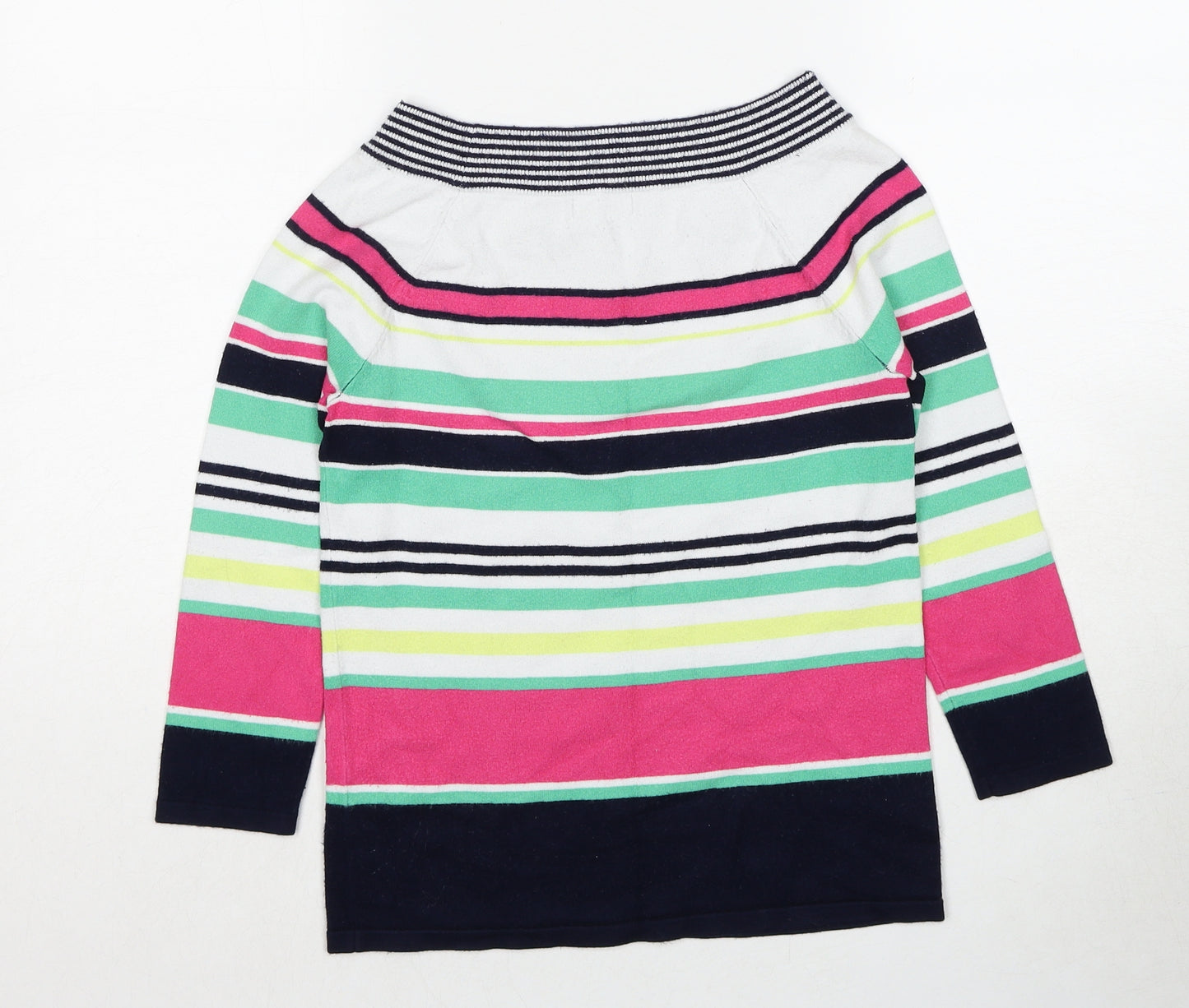 Marks and Spencer Womens Multicoloured Boat Neck Striped Viscose Pullover Jumper Size 8