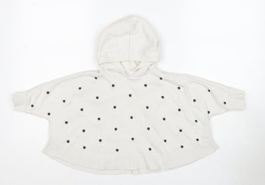 Gap Girls Ivory Round Neck Polka Dot Cotton Pullover Jumper Size 3 Years Pullover