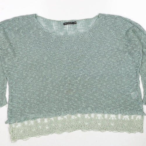QED London Womens Green Round Neck Acrylic Pullover Jumper Size S