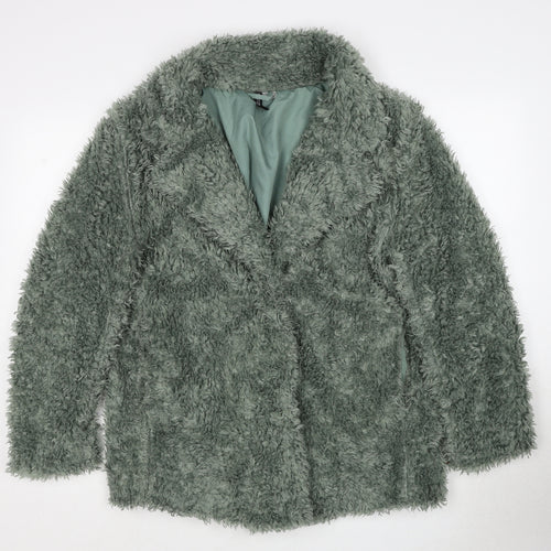 H&M Womens Green Jacket Size S Button - Teddy Bear Style