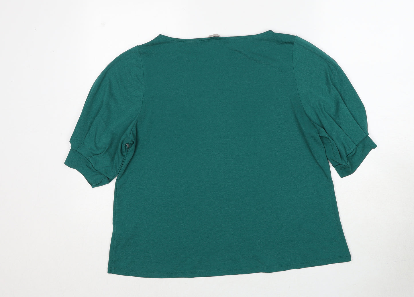 H&M Womens Green Polyester Basic Blouse Size M Round Neck