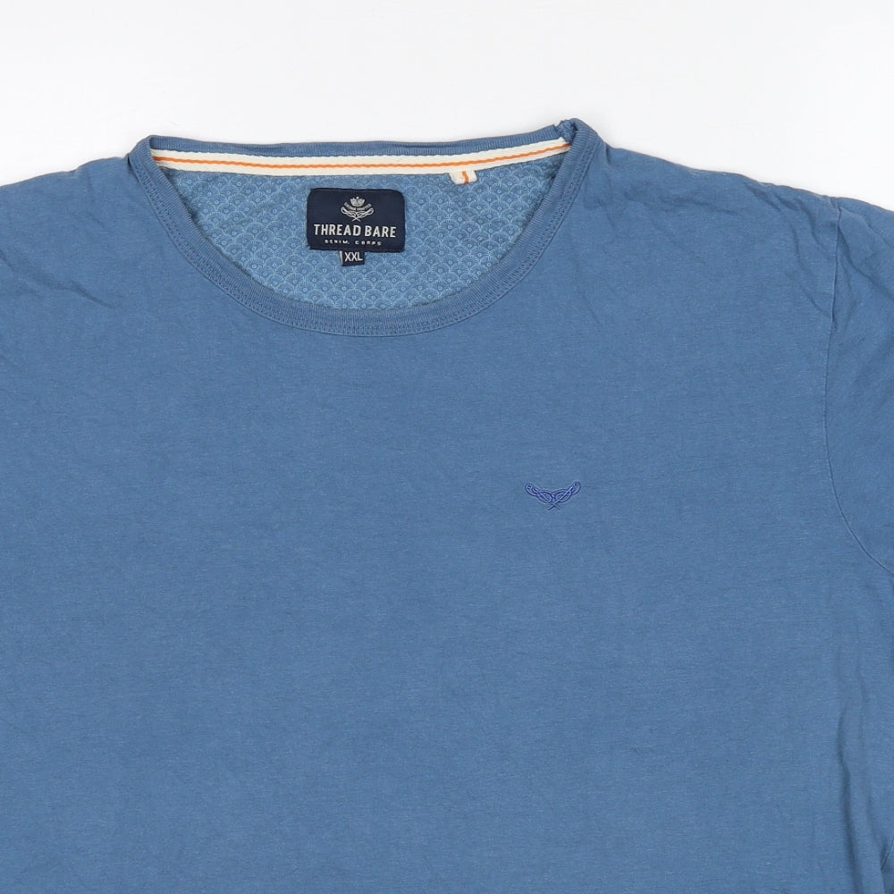 Threadbare Mens Blue Cotton T-Shirt Size 2XL Round Neck