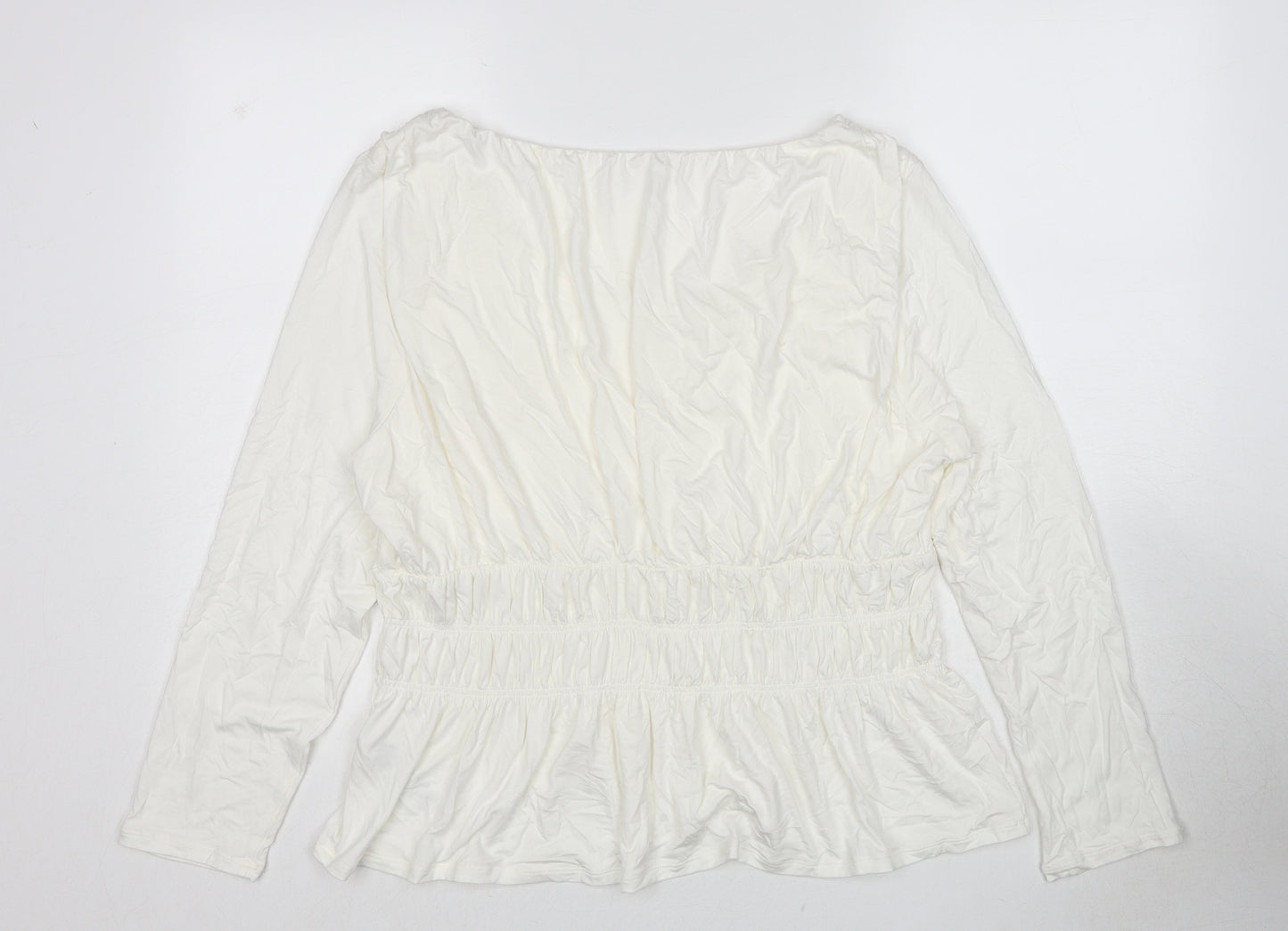 Marks and Spencer Womens White Viscose Basic Blouse Size 18 Round Neck