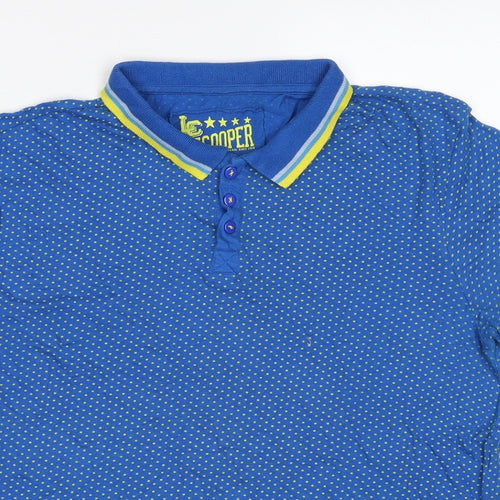Lee Cooper Mens Blue Polka Dot Cotton Polo Size M Collared Pullover